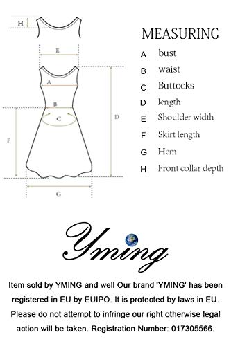 YMING Femme Robe Manches Courtes Robe Tunique T-Shirt Col Rond Style Basique Vert Armée M/FR 38