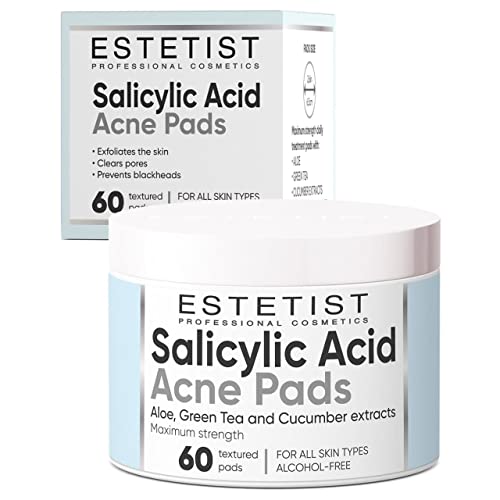 Salicylic Acid Acne Pads Maximum Strength Facial Peel Resurfacing & Exfoliating Radiance Pads Daily Skin Care Treatment Сlean Pores Blackheads Prevention Face Wash Wipes For Teens Women & Men 60 Count