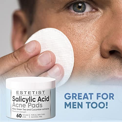 Salicylic Acid Acne Pads Maximum Strength Facial Peel Resurfacing & Exfoliating Radiance Pads Daily Skin Care Treatment Сlean Pores Blackheads Prevention Face Wash Wipes For Teens Women & Men 60 Count