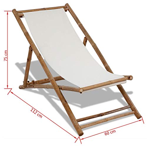 vidaXL Deck Chair Bamboo Folding Patio Garden Outdoor Reclining Sunlounger