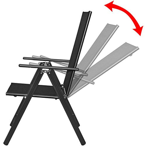 Folding Garden Chairs 2 pcs Aluminium and Textilene Black