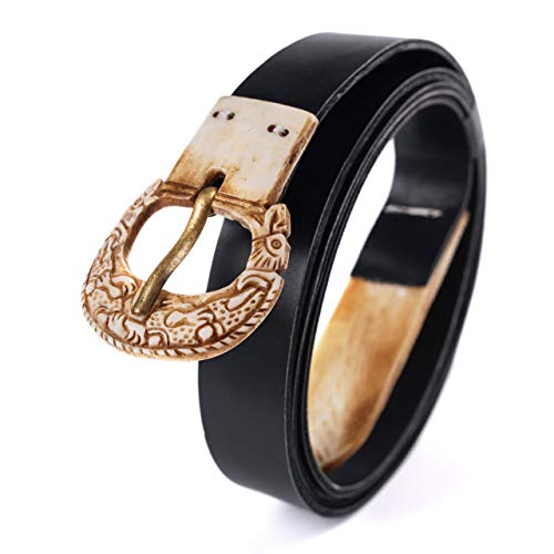 Viking Belt with Hand-Carved Bone Buckle
