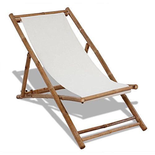 vidaXL Deck Chair Bamboo Folding Patio Garden Outdoor Reclining Sunlounger