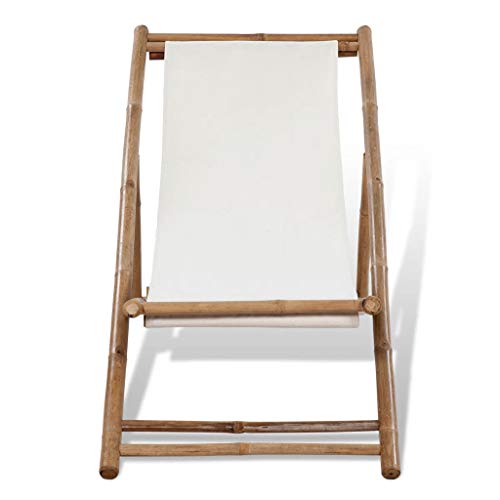vidaXL Deck Chair Bamboo Folding Patio Garden Outdoor Reclining Sunlounger