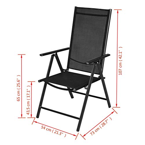 Folding Garden Chairs 2 pcs Aluminium and Textilene Black