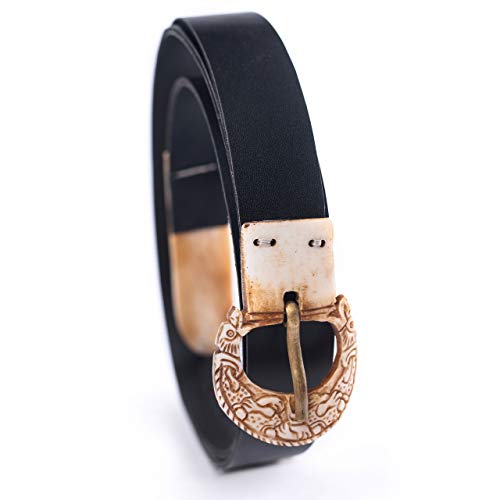 Viking Belt with Hand-Carved Bone Buckle