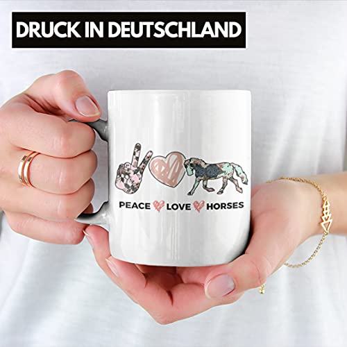 Trendation Pferde Tasse Lustig Reiterin Geschenk Pferde Geschenke Mädchen Pferdeliebhaber Peace Love Horses
