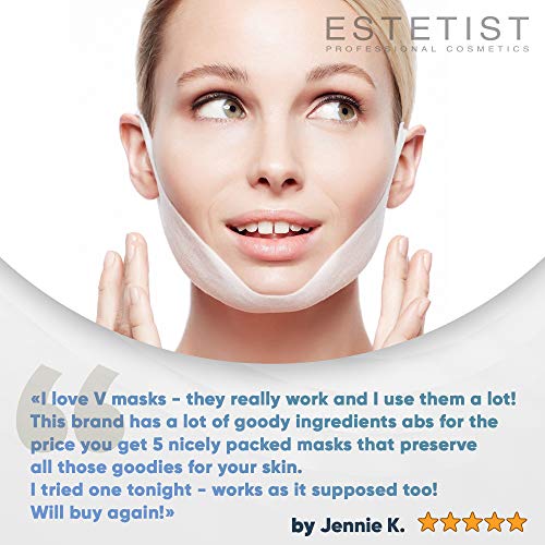 V Shaped Slimming Face Mask - Double Chin Reducer, Face Lift Tape Tightening Mask - Anti Aging, Anti Wrinkle, Firming, Jawline Slimmer (5 Pack)