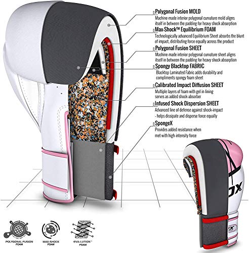 RDX Boxing Gloves for Training and Muay Thai, Maya Hide Leather Mitts for Fighting, Kickboxing, Sparring, EGO Glove for Punch Bag, Focus Pads, Thai Pad and Double End Ball Punching