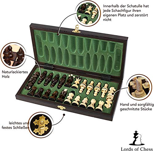 Amazinggirl Schachspiel Schach Schachbrett Holz hochwertig - Chess Board Set klappbar mit Schachfiguren groß für Kinder und Erwachsene