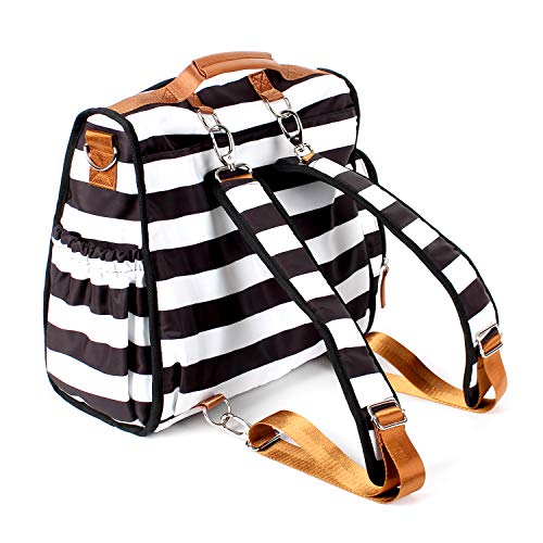 Convertible Diaper Bag by Blissly for Baby Girls, Boys, Twins, Moms & Dads. 13 Total Pockets Including 4 Thinsulate by 3M Insulated Bottle Pockets, Wipe Pocket, Stroller Straps & Changing Pad.