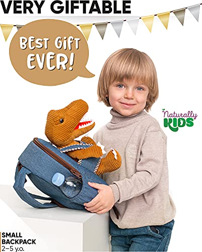 Naturally KIDS Backpack - Toddler Backpack for Girls Boys w Stuffed Animal - Gifts for 3 4 5 6 7 Year Old Boys Toys