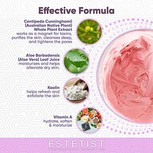 Purifying Pink Face Mask - Blackhead Remover Mask with Australian Pink Clay, Facial Mask Skin Care, Pore Cleaner and Pore Minimizer