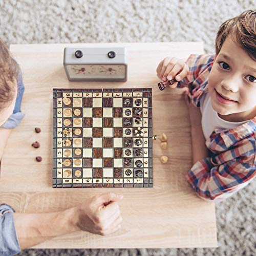 Amazinggirl Schachspiel Schach Schachbrett Holz hochwertig - Chess Board Set klappbar mit Schachfiguren groß für Kinder und Erwachsene