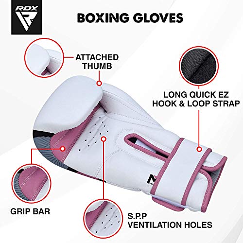 RDX Boxing Gloves for Training and Muay Thai, Maya Hide Leather Mitts for Fighting, Kickboxing, Sparring, EGO Glove for Punch Bag, Focus Pads, Thai Pad and Double End Ball Punching