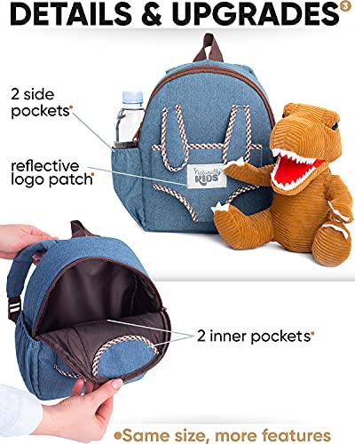 Naturally KIDS Backpack - Toddler Backpack for Girls Boys w Stuffed Animal - Gifts for 3 4 5 6 7 Year Old Boys Toys