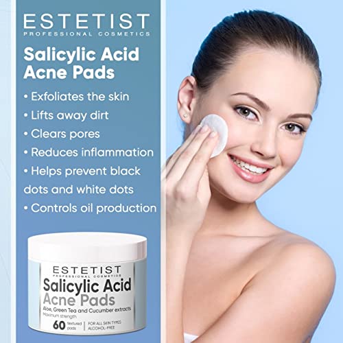 Salicylic Acid Acne Pads Maximum Strength Facial Peel Resurfacing & Exfoliating Radiance Pads Daily Skin Care Treatment Сlean Pores Blackheads Prevention Face Wash Wipes For Teens Women & Men 60 Count
