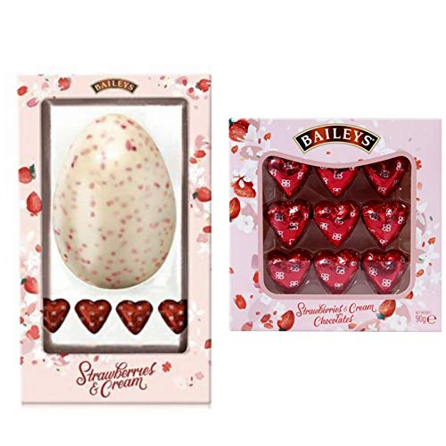 Baileys Strawberry & Cream Chocolate Selection ' Easter Egg Truffles 206g and Cream Hearts Gift Box 90g - Perfect for Easter and Valentines Celebrations