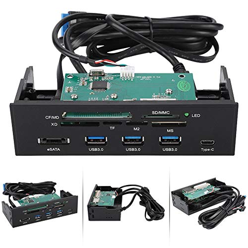 Garsent Internal Card Reader, 5.25inches Multifunction Internal Card Reader Dashboard PC Front Panel Support M2, MSO, SD, MS, XD, 64G CF Card.