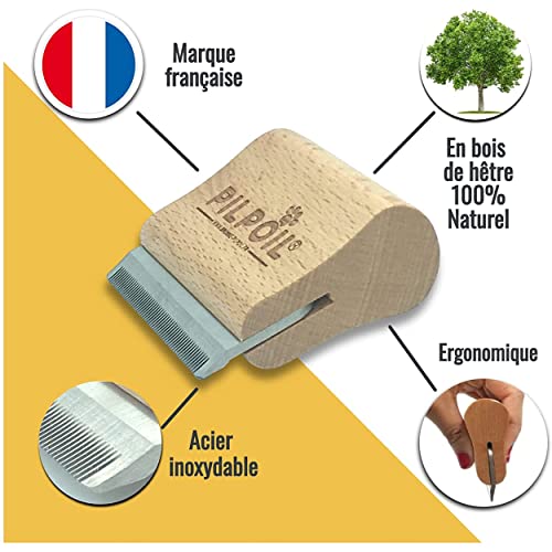 pilpoil Brosse Anti Poils Chat/Chiot/Lapin sous Poils Court Et Long Peigne Outil De Toilettage Professionnel en Bois Animaux De Compagnie | Etrille Magique Anti Mue Retire Boule de Poils Taille 7 cm