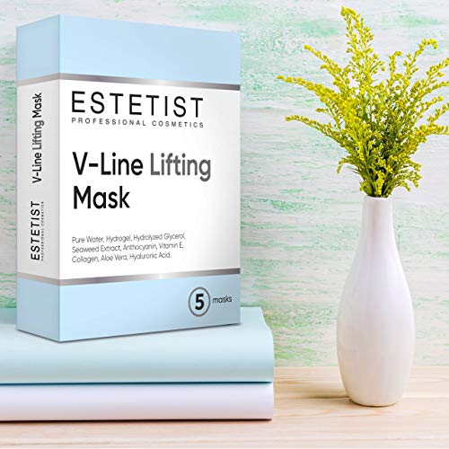 V Shaped Slimming Face Mask - Double Chin Reducer, Face Lift Tape Tightening Mask - Anti Aging, Anti Wrinkle, Firming, Jawline Slimmer (5 Pack)