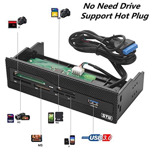 Internal Card Reader Dashboard, 5.25 In Multifunction Computer Card Reader Front Panel, Multimedia Dashboard Support for USB3.0 Port M2 SD MS XD CF TF Card