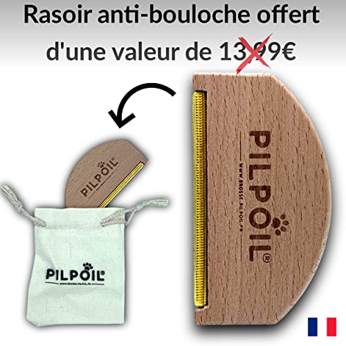 Brosse Anti Poils Animaux + Rasoir Anti Bouloche pour Vêtements en Bois, Le Rouleau élimine et nettoie Les Poils de Chiens et Chats sur Tapis, Canapé et Les Peluches des Vêtement, Pack X2 - Pilpoil