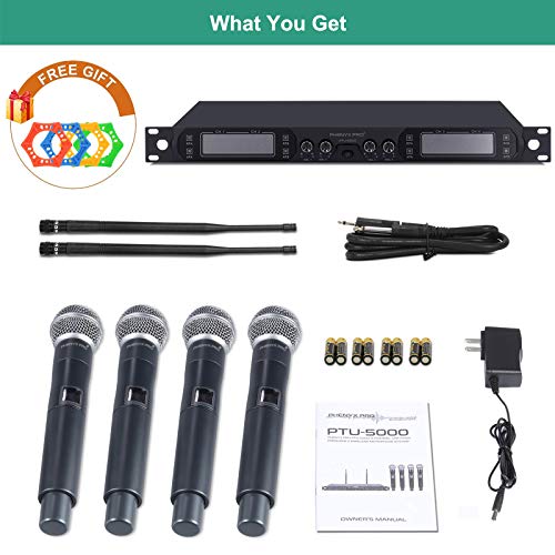 Phenyx Pro 4-Channel UHF Wireless Microphone System (PTU-5000)