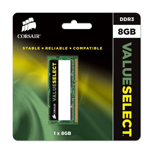 Corsair CMSO8GX3M1C1333C9 Value Select 8 GB (1 x 8 GB) DDR3L 1600 Mhz Unbuffered C9 204 Pin SODIMM Module -Green