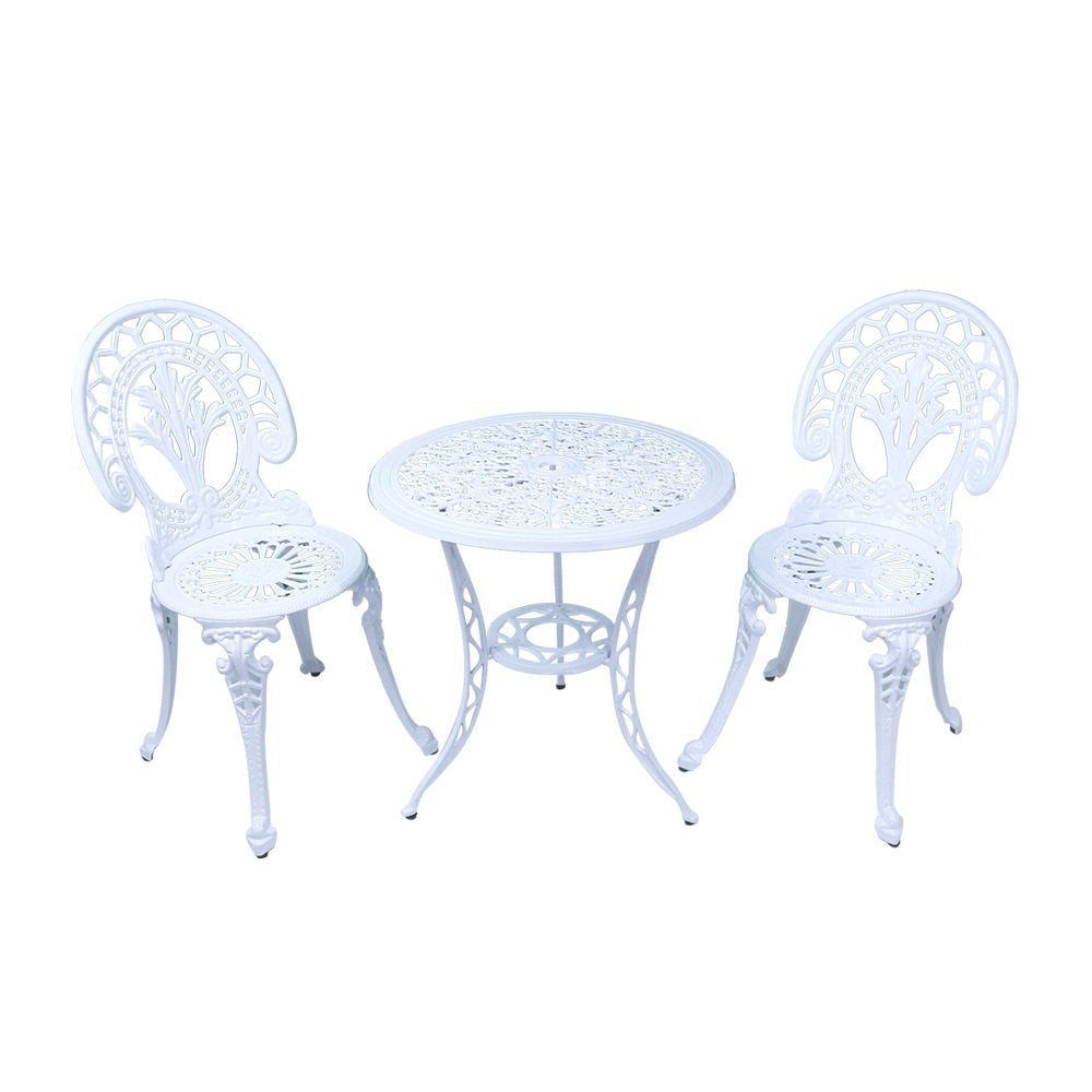 Outdoor Setting Cast Aluminium Bistro Table Chair Setting 3 pc Vintage Patio