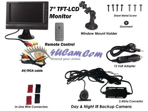 4UCAM 7" LCD Wireless Truck RV Backup Rear view Camera With Color LCD Monitor + Night Vision