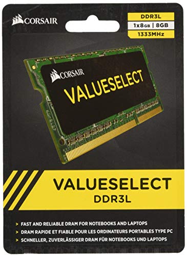 Corsair CMSO8GX3M1C1333C9 Value Select 8 GB (1 x 8 GB) DDR3L 1600 Mhz Unbuffered C9 204 Pin SODIMM Module -Green
