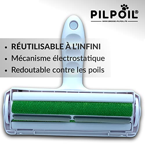 Brosse Anti Poils Animaux + Rasoir Anti Bouloche pour Vêtements en Bois, Le Rouleau élimine et nettoie Les Poils de Chiens et Chats sur Tapis, Canapé et Les Peluches des Vêtement, Pack X2 - Pilpoil