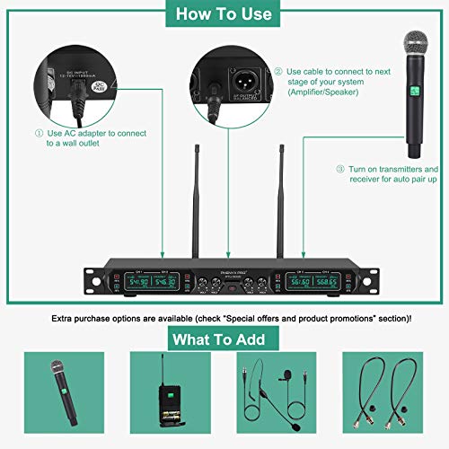 Phenyx Pro 4-Channel UHF Wireless Microphone System (PTU-5000)