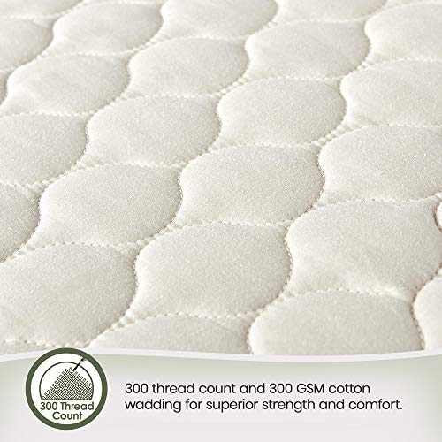 Whisper Organics 100% Organic Cotton Quilted Mattress Cover, 17" Deep - GOTS Certified