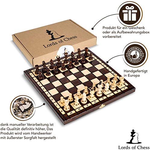 Amazinggirl Schachspiel Schach Schachbrett Holz hochwertig - Chess Board Set klappbar mit Schachfiguren groß für Kinder und Erwachsene