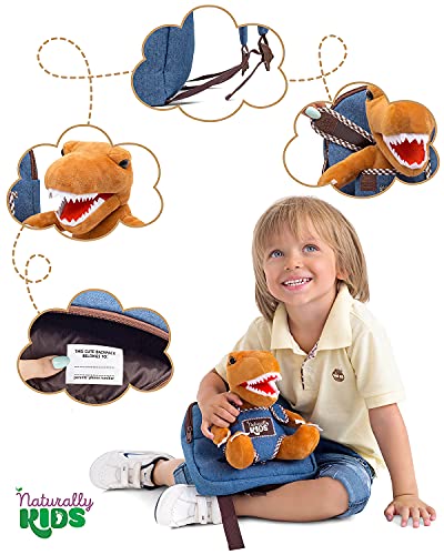 Naturally KIDS Backpack - Toddler Backpack for Girls Boys w Stuffed Animal - Gifts for 3 4 5 6 7 Year Old Boys Toys