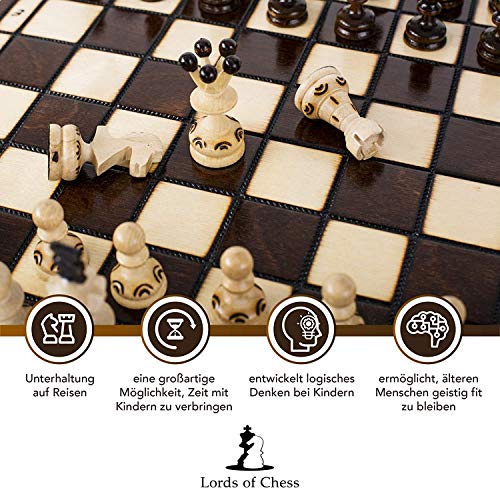 Amazinggirl Schachspiel Schach Schachbrett Holz hochwertig - Chess Board Set klappbar mit Schachfiguren groß für Kinder und Erwachsene