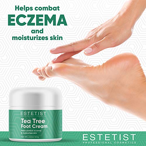 Tea Tree Oil Foot Cream for Dry Cracked Skin, Heel and Calluses, Athletes Foot - Helps with Scaly, Jock Itch and Itchy Skin - Foot Treatment Eczema Cream and Skin Moisturizer - Antifungal Foot Cream