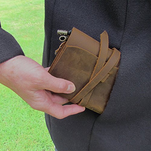 Small Pocket Refillable Travellers Notebook Handmade Leather Journal AMAZING BUNDLE Vintage Antique Genuine Leather Travel Diary for Men Women Students TN + Pen Zip Bag Notes Sketching Drawing 14x11cm