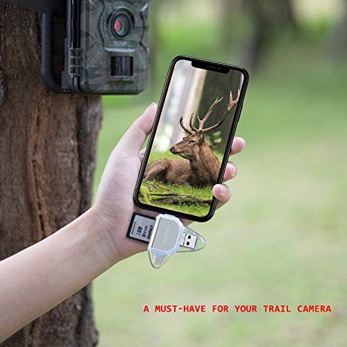 Vist Trail Game Camera Viewer for iPhone iPad Mac Android, Micro SD and SD Memory Card Reader for Wildlife Surveillance Photos and Videos on Smartphone