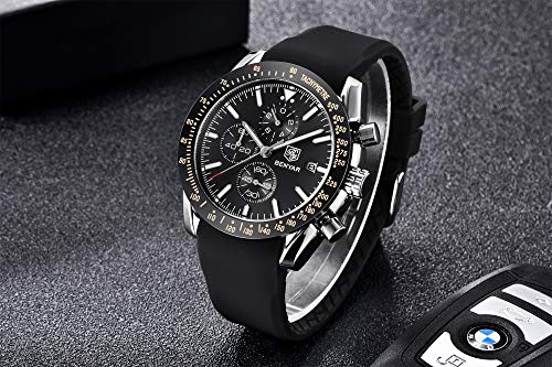 BENYAR - Stylish Wrist Watch for Men, Silicon Strap Watches, Perfect Quartz Movement, Waterproof and Scratch Resistant, Analog Chronograph Business Watches, Best Mens Gift.