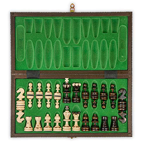 Amazinggirl Schachspiel Schach Schachbrett Holz hochwertig - Chess Board Set klappbar mit Schachfiguren groß für Kinder und Erwachsene