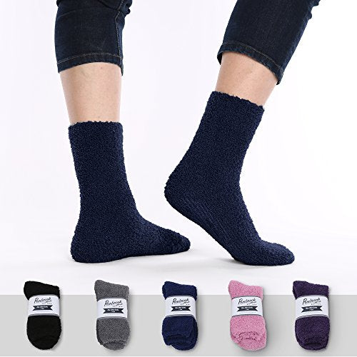 Pembrook Non Skid/Slip Socks – (4-Pack – Navy) – Hospital - Fuzzy Slipper Socks – Great for adults, men, women. Designed for medical hospital patients but great for everyone