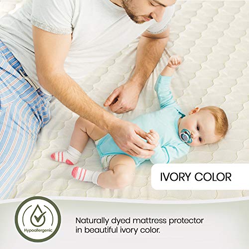 Whisper Organics 100% Organic Cotton Quilted Mattress Cover, 17" Deep - GOTS Certified