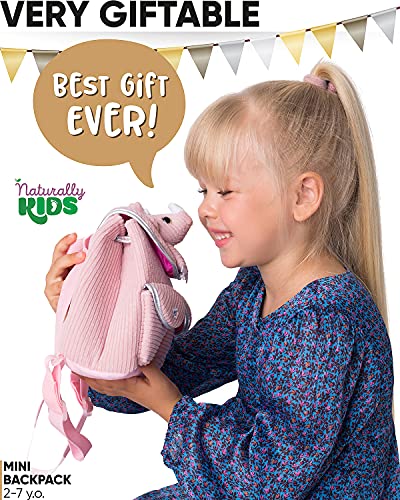Naturally KIDS Backpack - Toddler Backpack for Girls Boys w Stuffed Animal - Gifts for 3 4 5 6 7 Year Old Boys Toys