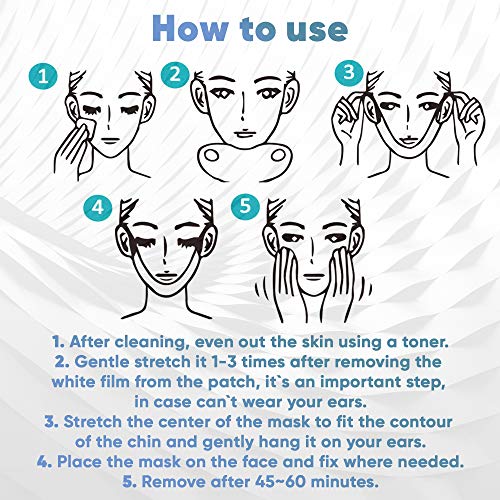 V Shaped Slimming Face Mask - Double Chin Reducer, Face Lift Tape Tightening Mask - Anti Aging, Anti Wrinkle, Firming, Jawline Slimmer (5 Pack)