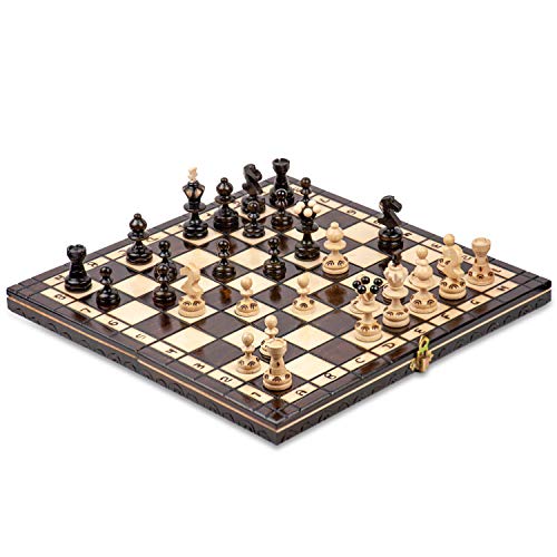 Amazinggirl Schachspiel Schach Schachbrett Holz hochwertig - Chess Board Set klappbar mit Schachfiguren groß für Kinder und Erwachsene