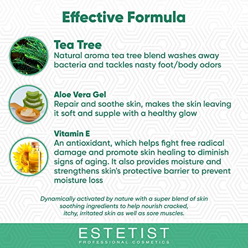 Tea Tree Oil Foot Cream for Dry Cracked Skin, Heel and Calluses, Athletes Foot - Helps with Scaly, Jock Itch and Itchy Skin - Foot Treatment Eczema Cream and Skin Moisturizer - Antifungal Foot Cream