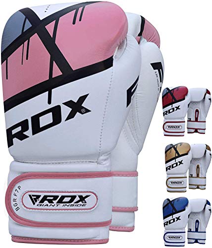 RDX Boxing Gloves for Training and Muay Thai, Maya Hide Leather Mitts for Fighting, Kickboxing, Sparring, EGO Glove for Punch Bag, Focus Pads, Thai Pad and Double End Ball Punching